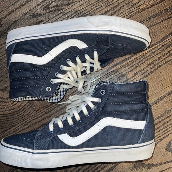 Preloved Vans Sk8-Hi Reissue Canvas 8M/9.5W - Navy & Gingham - Picture 5 of 11
